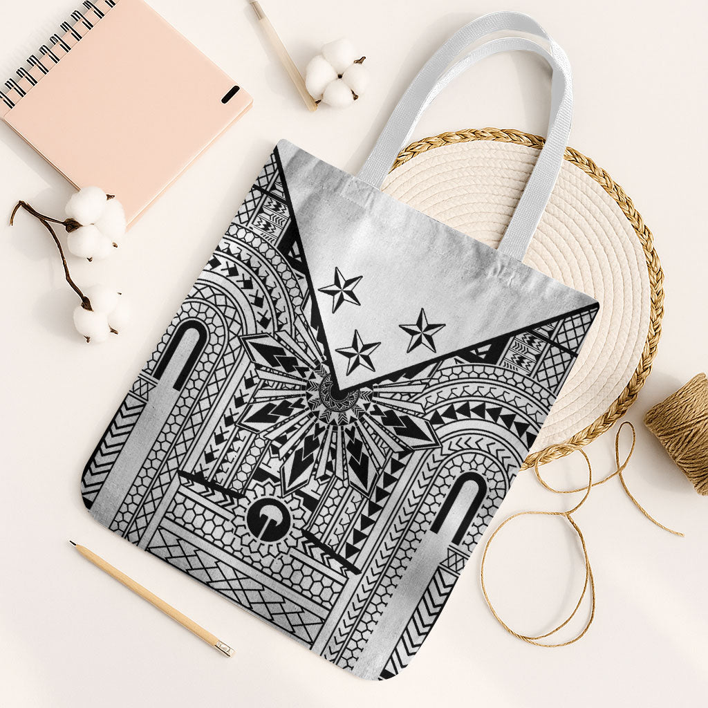 White Philippines Sun Star Tote Bag Igorot Tribal Inspiration LT05 White Strap One Size White - Polynesian Pride