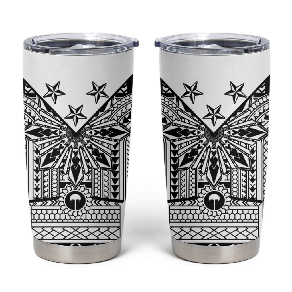 White Philippines Sun Star Tumbler Cup Igorot Tribal Inspiration LT05 White - Polynesian Pride