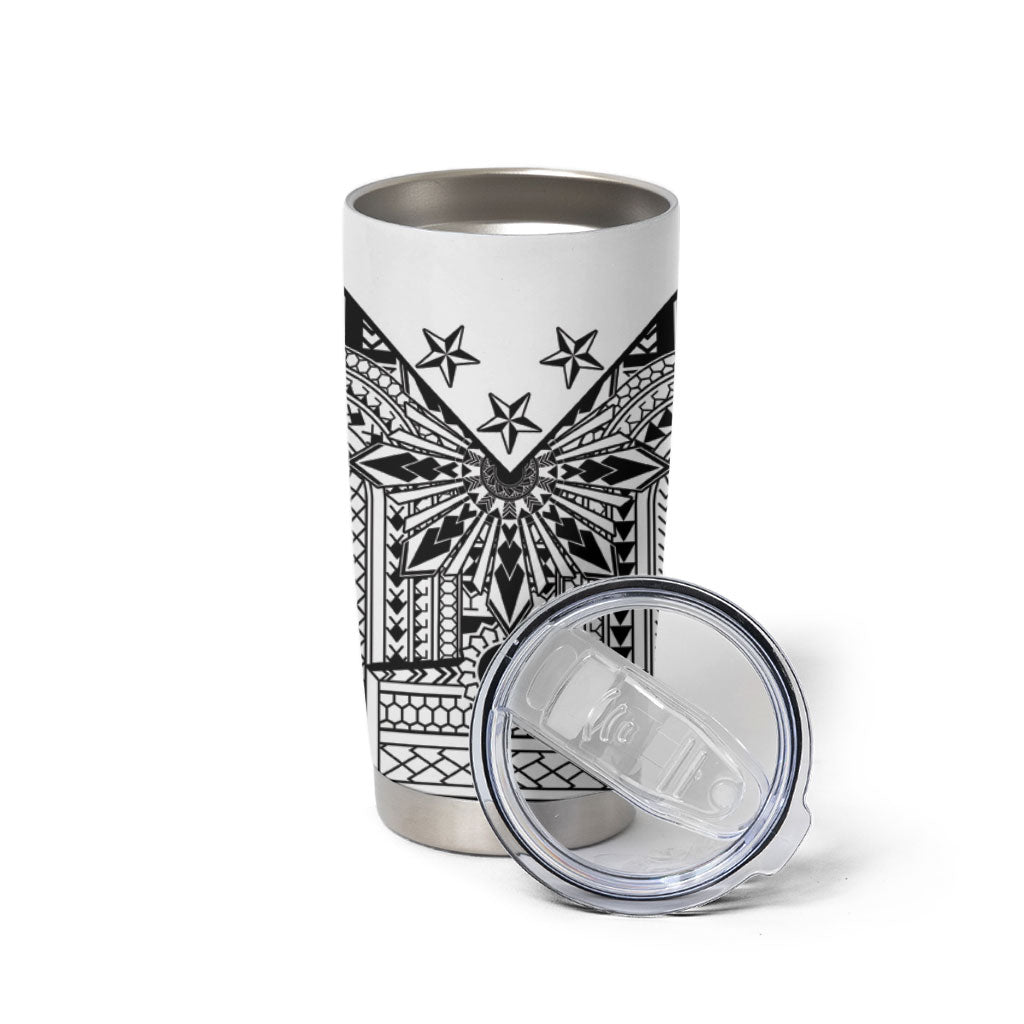 White Philippines Sun Star Tumbler Cup Igorot Tribal Inspiration LT05 - Polynesian Pride