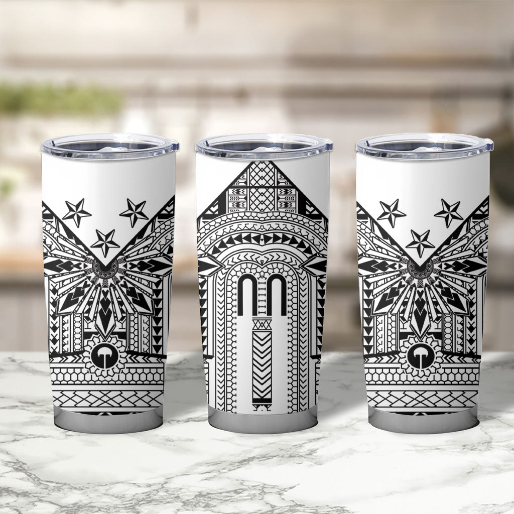 White Philippines Sun Star Tumbler Cup Igorot Tribal Inspiration LT05 - Polynesian Pride