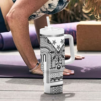 White Philippines Sun Star Tumbler With Handle Igorot Tribal Inspiration LT05 - Polynesian Pride