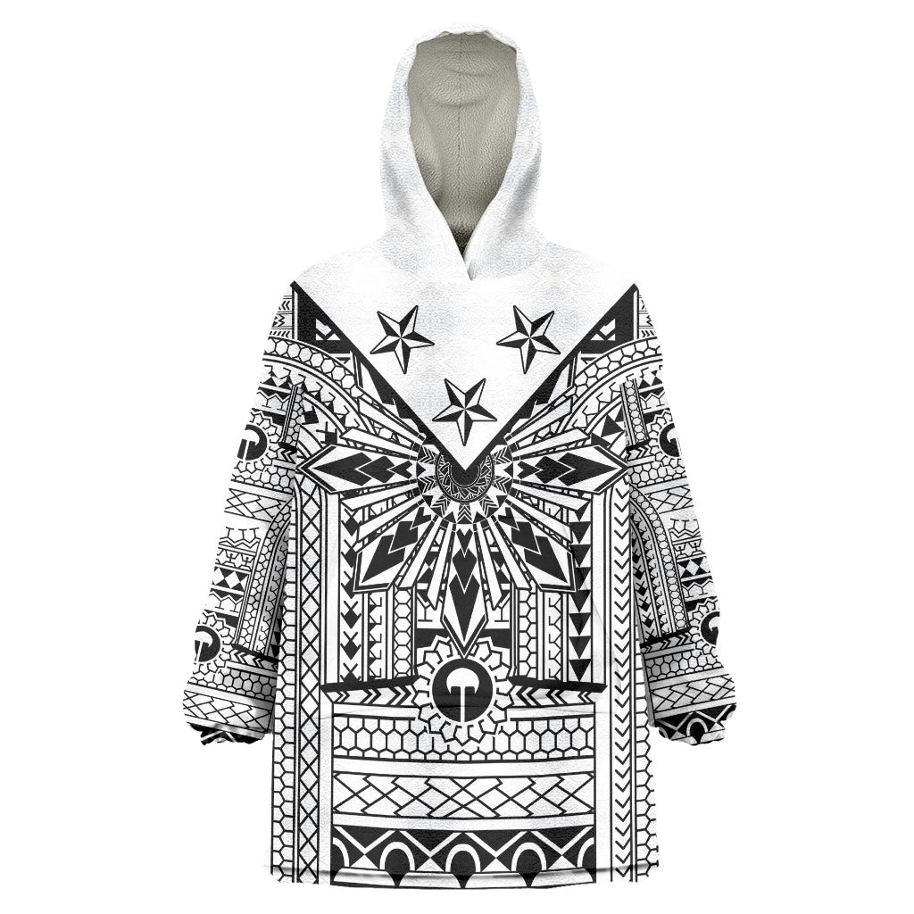 White Philippines Sun Star Wearable Blanket Hoodie Igorot Tribal Inspiration LT05 One Size White - Polynesian Pride