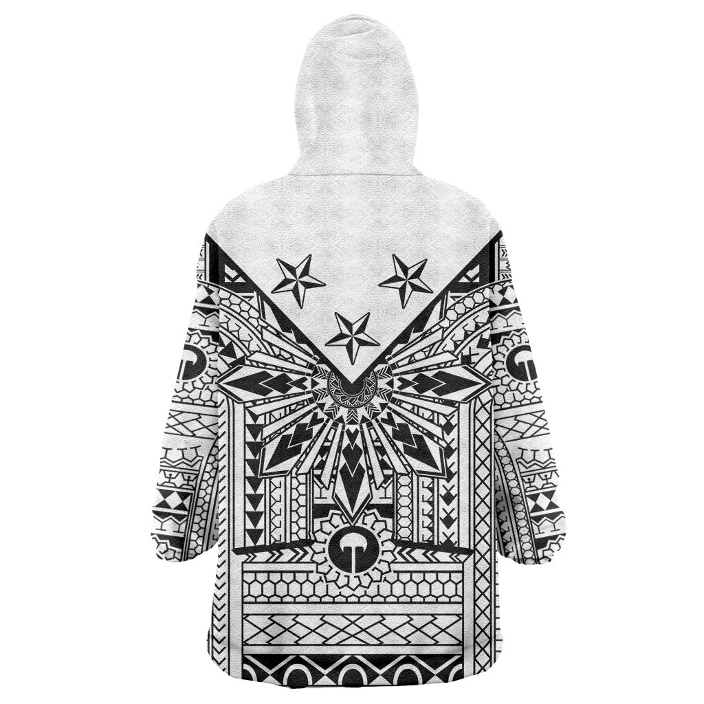 White Philippines Sun Star Wearable Blanket Hoodie Igorot Tribal Inspiration LT05 - Polynesian Pride