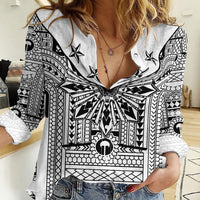 White Philippines Sun Star Women Casual Shirt Igorot Tribal Inspiration LT05 Female White - Polynesian Pride