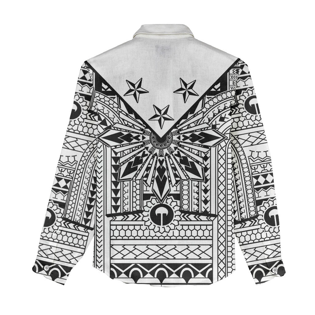 White Philippines Sun Star Women Casual Shirt Igorot Tribal Inspiration LT05 - Polynesian Pride