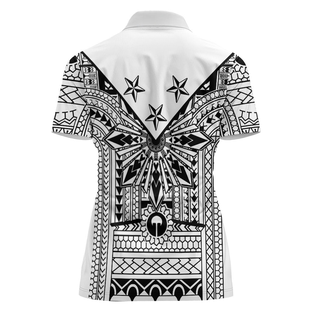 White Philippines Sun Star Women Polo Shirt Igorot Tribal Inspiration LT05 - Polynesian Pride