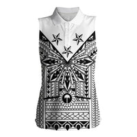 White Philippines Sun Star Women Sleeveless Polo Shirt Igorot Tribal Inspiration LT05 Female White - Polynesian Pride