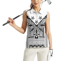 White Philippines Sun Star Women Sleeveless Polo Shirt Igorot Tribal Inspiration LT05 - Polynesian Pride