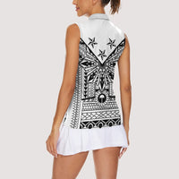 White Philippines Sun Star Women Sleeveless Polo Shirt Igorot Tribal Inspiration LT05 - Polynesian Pride