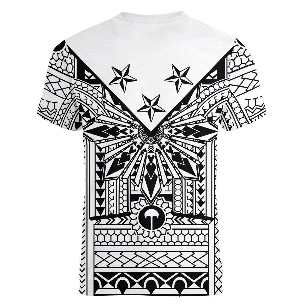 White Philippines Sun Star Women V-Neck T-Shirt Igorot Tribal Inspiration LT05 - Polynesian Pride