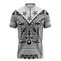 White Philippines Sun Star Zipper Polo Shirt Igorot Tribal Inspiration LT05 White - Polynesian Pride