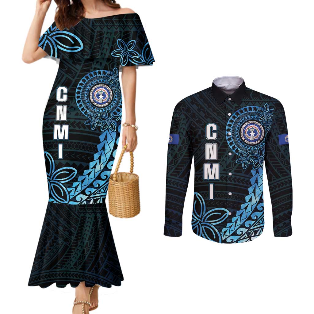 Personalized Northern Mariana Islands 78th Liberation Day Couples Matching Mermaid Dress and Long Sleeve Button Shirt