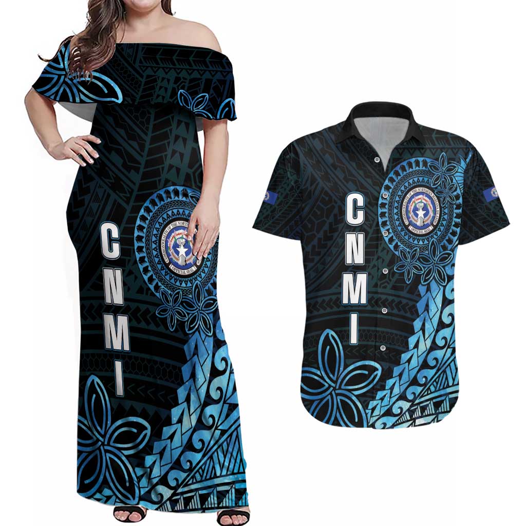 Personalized Northern Mariana Islands 78th Liberation Day Couples Matching Off Shoulder Maxi Dress and Hawaiian Shirt