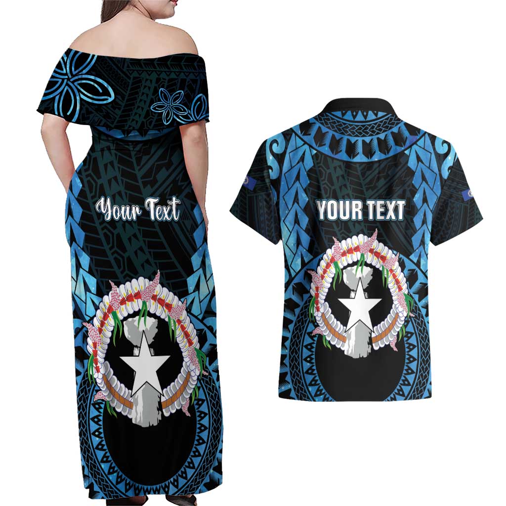 Personalized Northern Mariana Islands 78th Liberation Day Couples Matching Off Shoulder Maxi Dress and Hawaiian Shirt