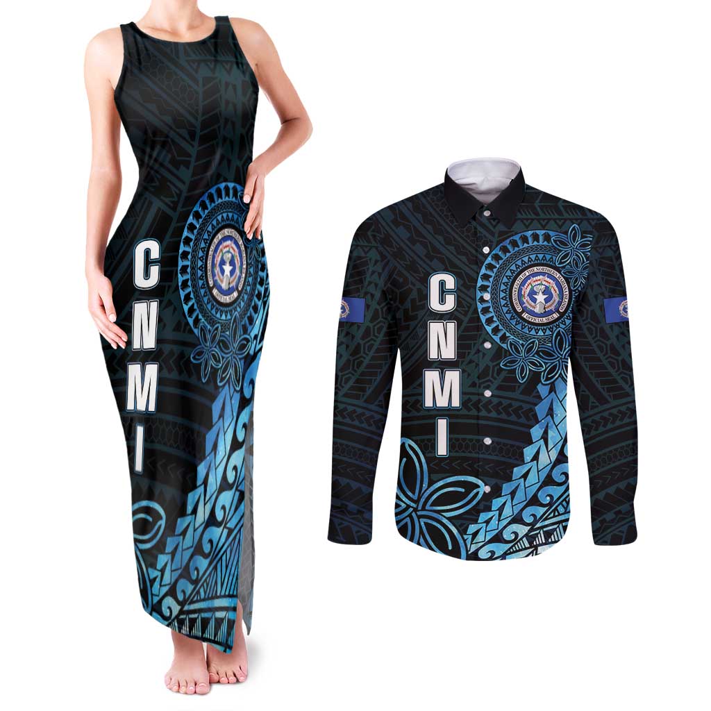 Personalized Northern Mariana Islands 78th Liberation Day Couples Matching Tank Maxi Dress and Long Sleeve Button Shirt