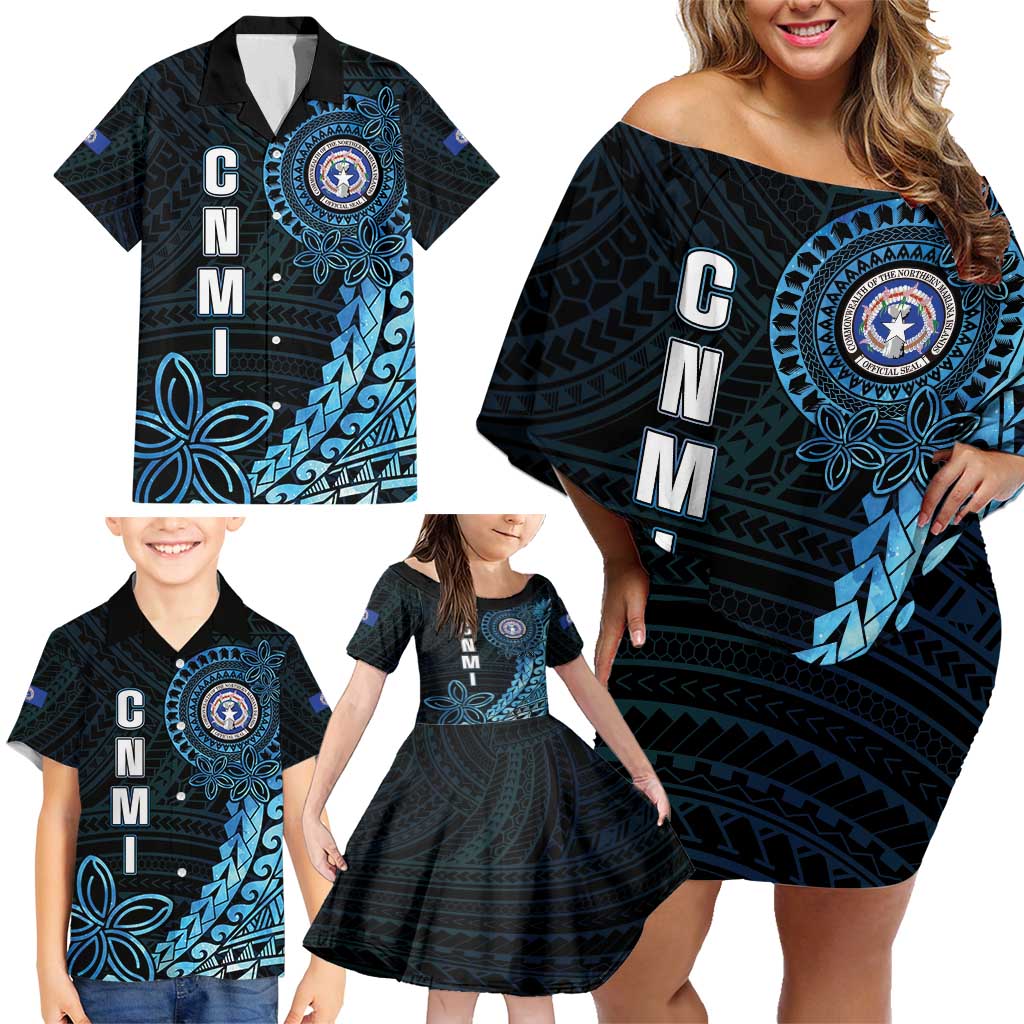 Personalized Northern Mariana Islands 78th Liberation Day Family Matching Off Shoulder Short Dress and Hawaiian Shirt