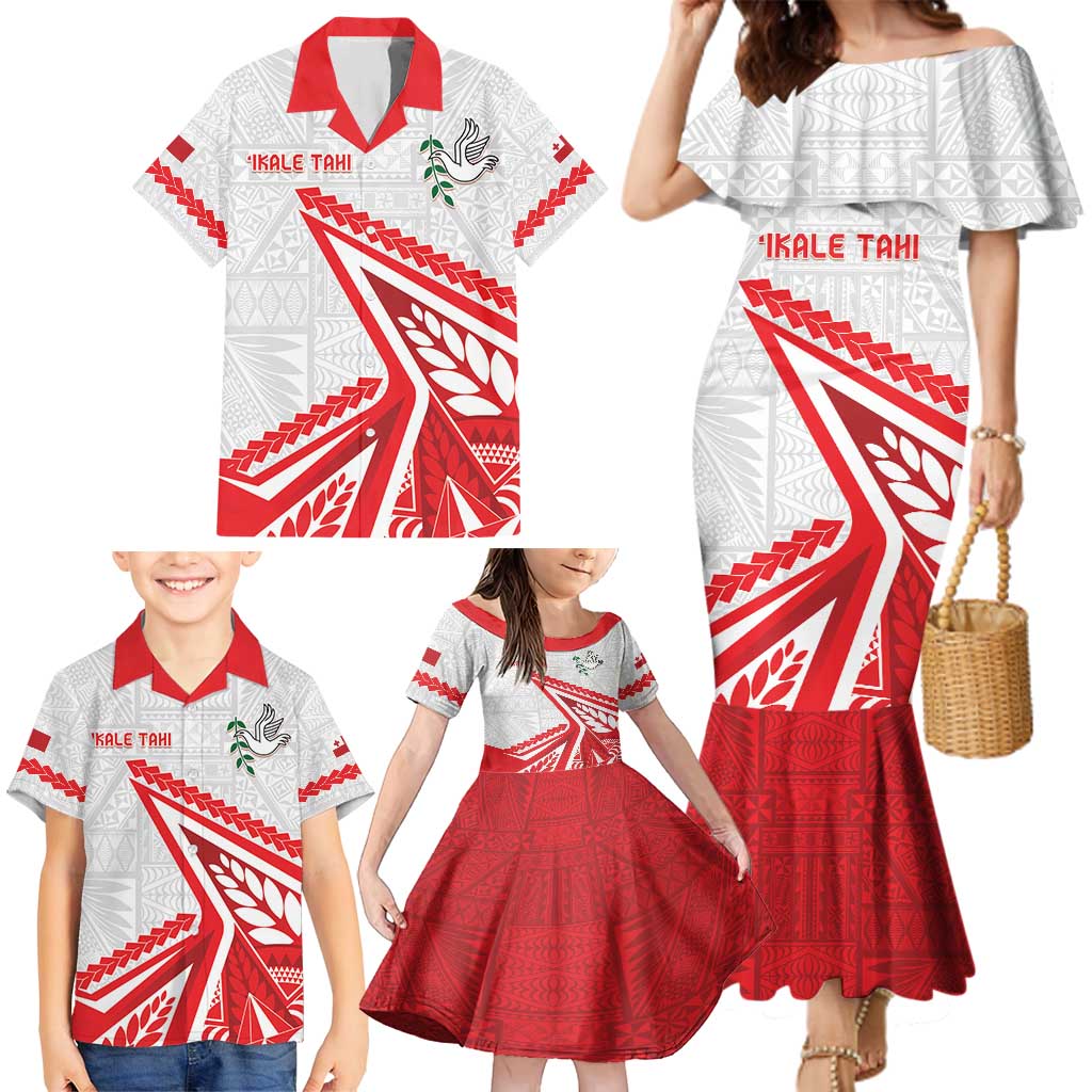 Custom Tonga Rugby 2024 Pacific Family Matching Mermaid Dress and Hawaiian Shirt Go Ikale Tahi