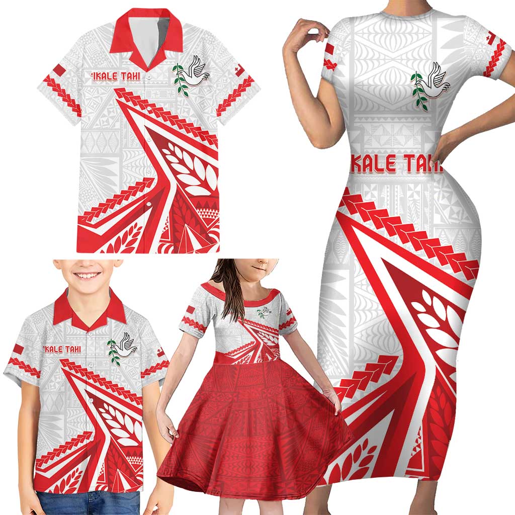 Custom Tonga Rugby 2024 Pacific Family Matching Short Sleeve Bodycon Dress and Hawaiian Shirt Go Ikale Tahi