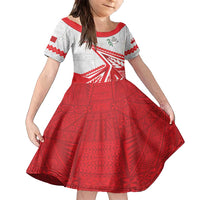 Custom Tonga Rugby 2024 Pacific Family Matching Tank Maxi Dress and Hawaiian Shirt Go Ikale Tahi LT05 Daughter's Dress White - Polynesian Pride