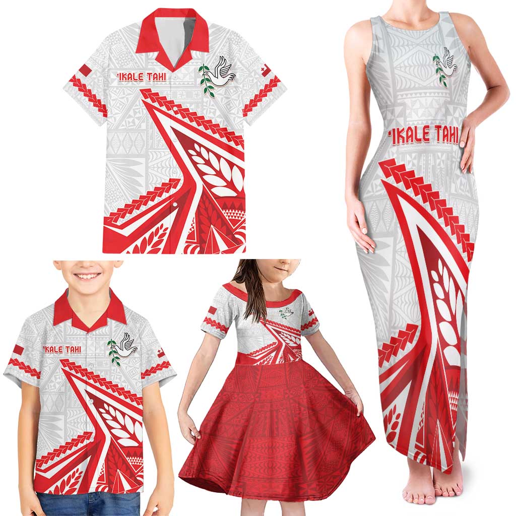 Custom Tonga Rugby 2024 Pacific Family Matching Tank Maxi Dress and Hawaiian Shirt Go Ikale Tahi LT05 - Polynesian Pride