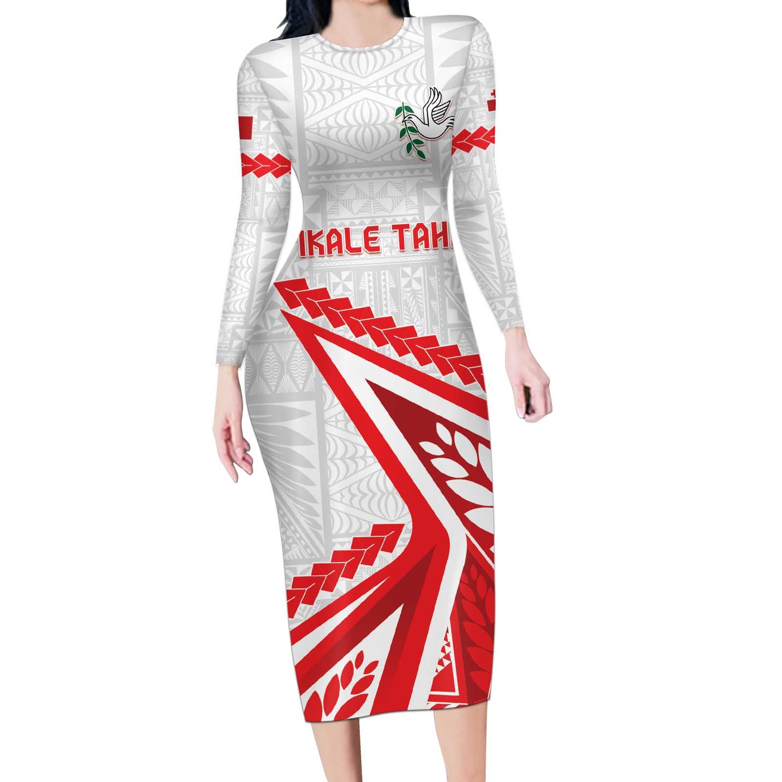 Custom Tonga Rugby 2024 Pacific Long Sleeve Bodycon Dress Go Ikale Tahi