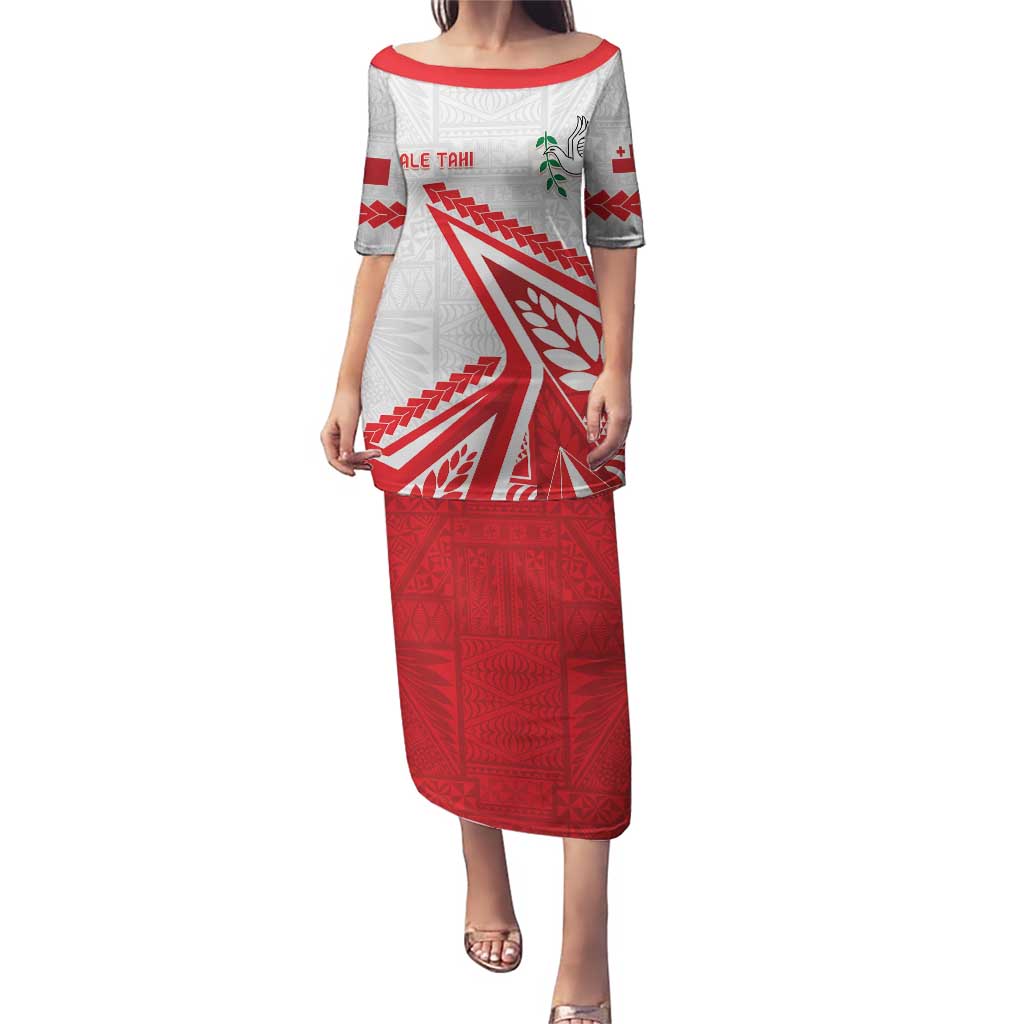 Custom Tonga Rugby 2024 Pacific Puletasi Go Ikale Tahi LT05 Long Dress White - Polynesian Pride