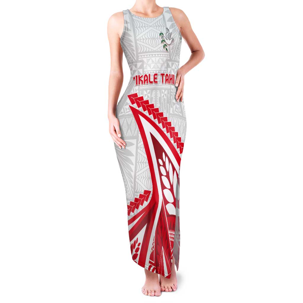 Custom Tonga Rugby 2024 Pacific Tank Maxi Dress Go Ikale Tahi LT05 Women White - Polynesian Pride