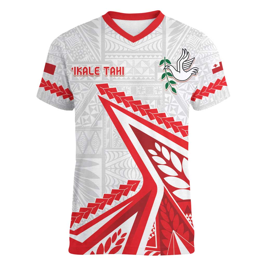 Custom Tonga Rugby 2024 Pacific Women V-Neck T-Shirt Go Ikale Tahi