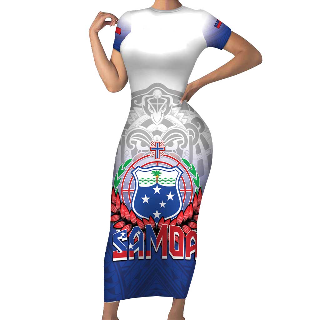 Custom Samoa Rugby 2024 Pacific Short Sleeve Bodycon Dress Go Manu Samoa