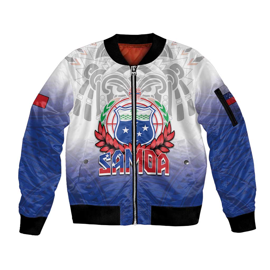 Custom Samoa Rugby 2024 Pacific Sleeve Zip Bomber Jacket Go Manu Samoa