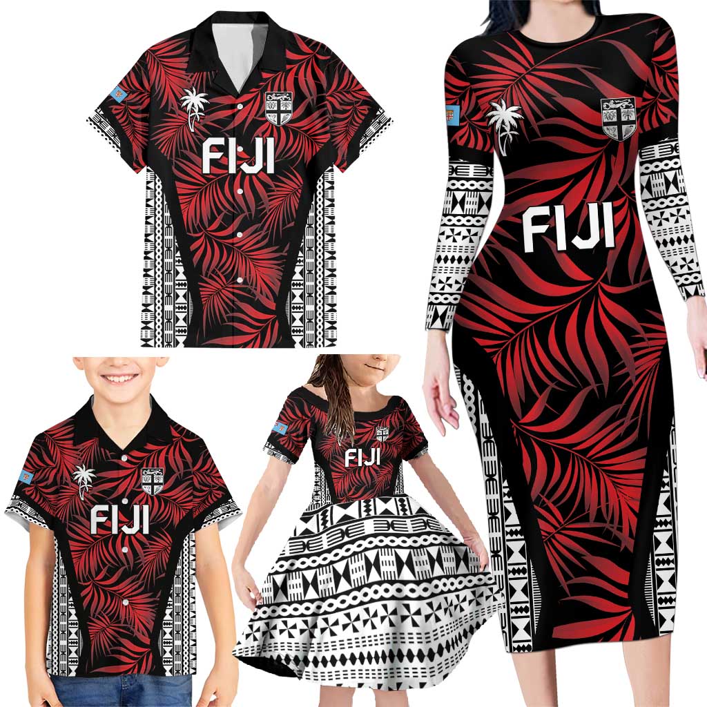 Custom Flying Fijians Rugby 2024 Pacific Family Matching Long Sleeve Bodycon Dress and Hawaiian Shirt Go Fiji