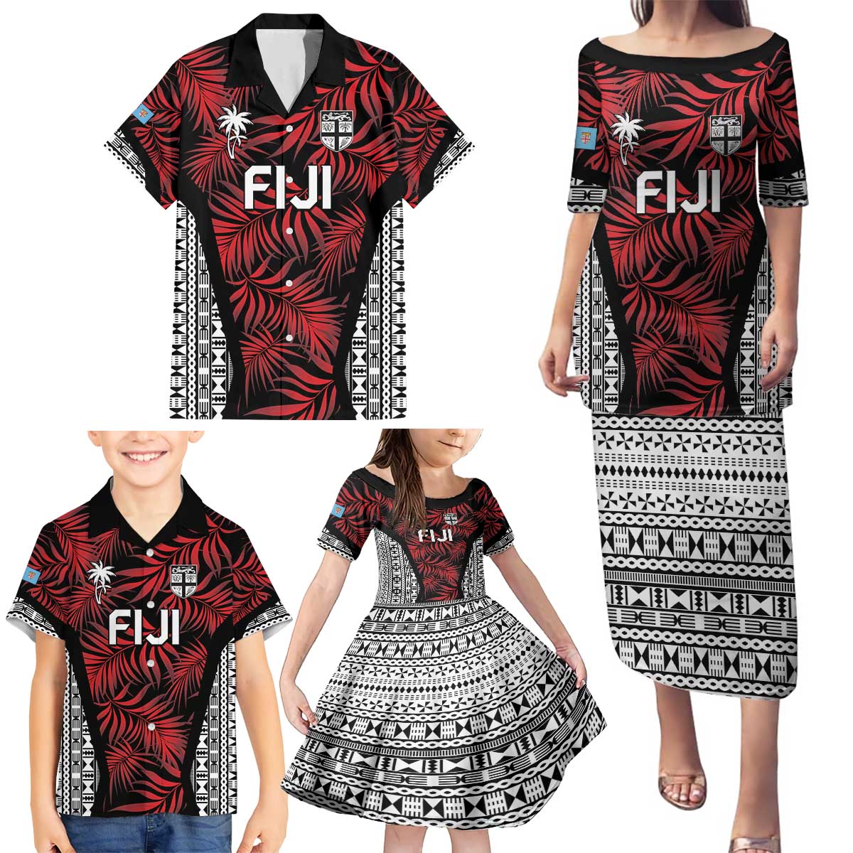 Custom Flying Fijians Rugby 2024 Pacific Family Matching Puletasi and Hawaiian Shirt Go Fiji