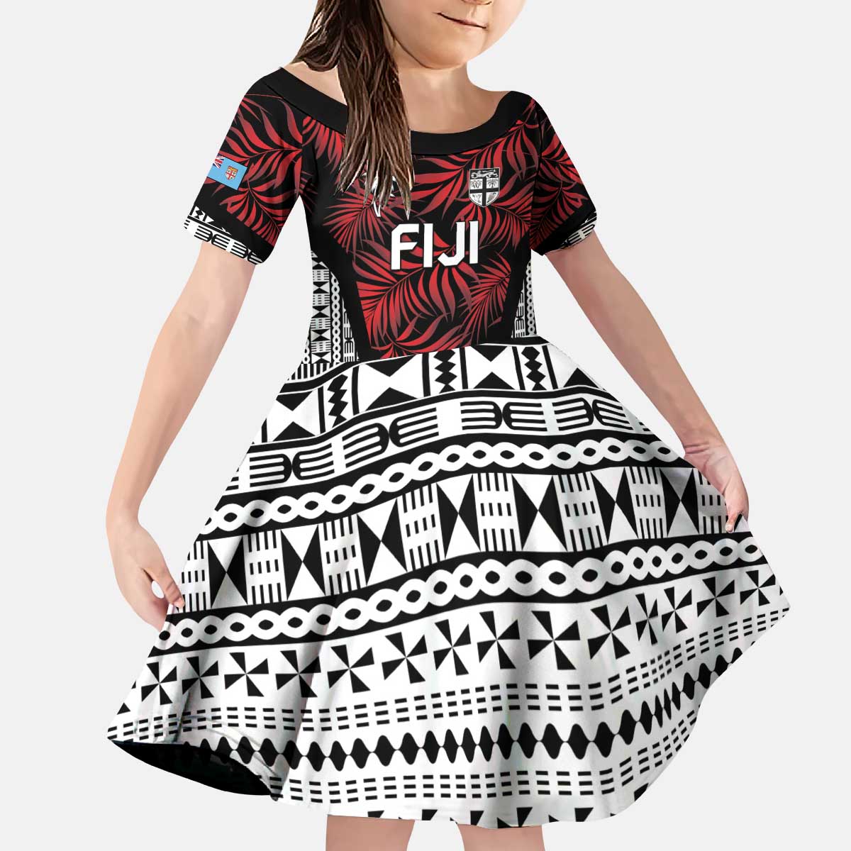 Custom Flying Fijians Rugby 2024 Pacific Kid Short Sleeve Dress Go Fiji