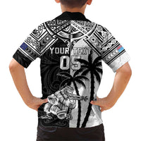 Custom New Zealand And Fiji Rugby 2024 Family Matching Short Sleeve Bodycon Dress and Hawaiian Shirt Maori Kiwi With Fijian Palm Tree