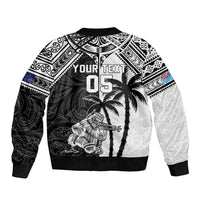 Custom New Zealand And Fiji Rugby 2024 Sleeve Zip Bomber Jacket Maori Kiwi With Fijian Palm Tree