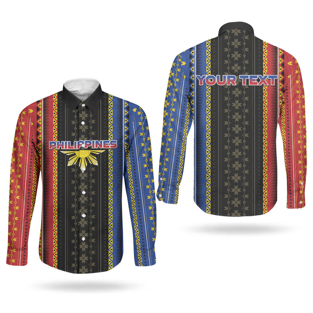 Personalised Philippines Filipinos Couples Matching Long Sleeve Bodycon Dress and Long Sleeve Button Shirt Igorot Tribal Inspiration Pattern Style