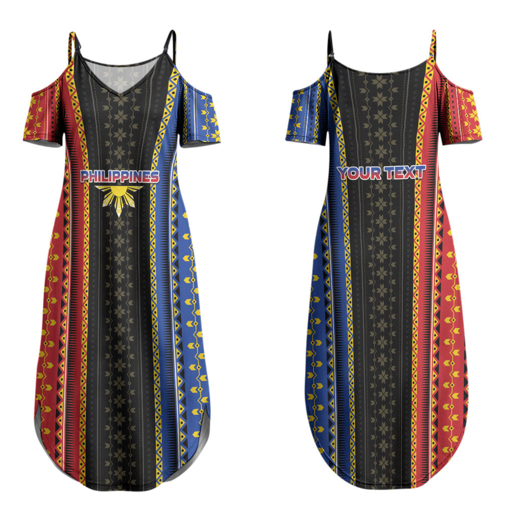 Personalised Philippines Filipinos Couples Matching Summer Maxi Dress and Hawaiian Shirt Igorot Tribal Inspiration Pattern Style