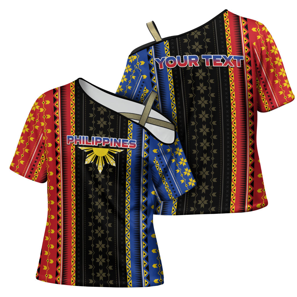 Personalised Philippines Filipinos Cross Shoulder Shirt Igorot Tribal Inspiration Pattern Style