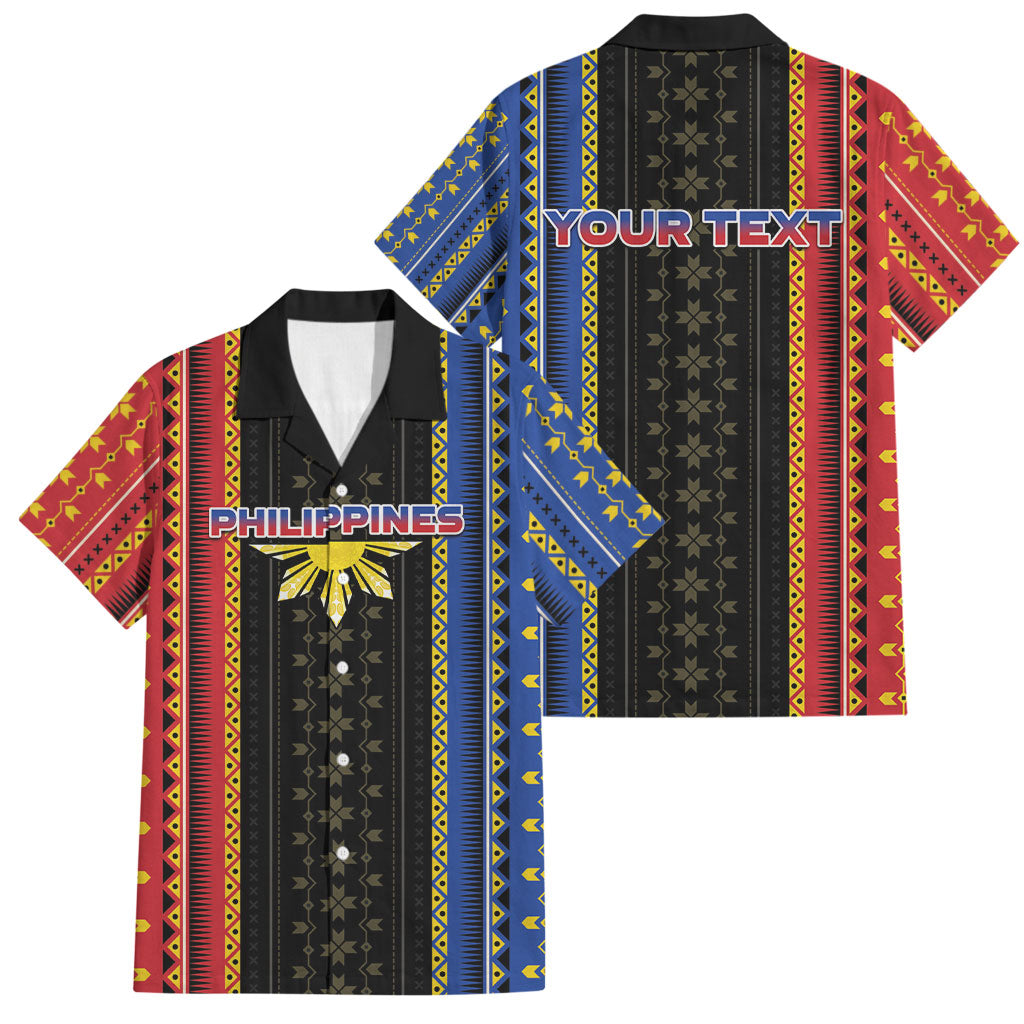 Personalised Philippines Filipinos Family Matching Off The Shoulder Long Sleeve Dress and Hawaiian Shirt Igorot Tribal Inspiration Pattern Style