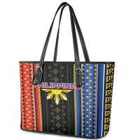 Philippines Filipinos Leather Tote Bag Igorot Tribal Inspiration Pattern Style