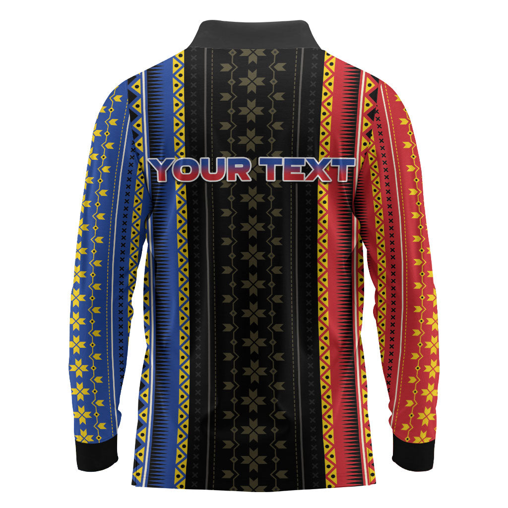 Personalised Philippines Filipinos Long Sleeve Polo Shirt Igorot Tribal Inspiration Pattern Style