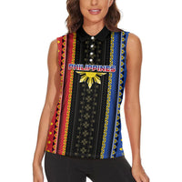 Personalised Philippines Filipinos Women Sleeveless Polo Shirt Igorot Tribal Inspiration Pattern Style