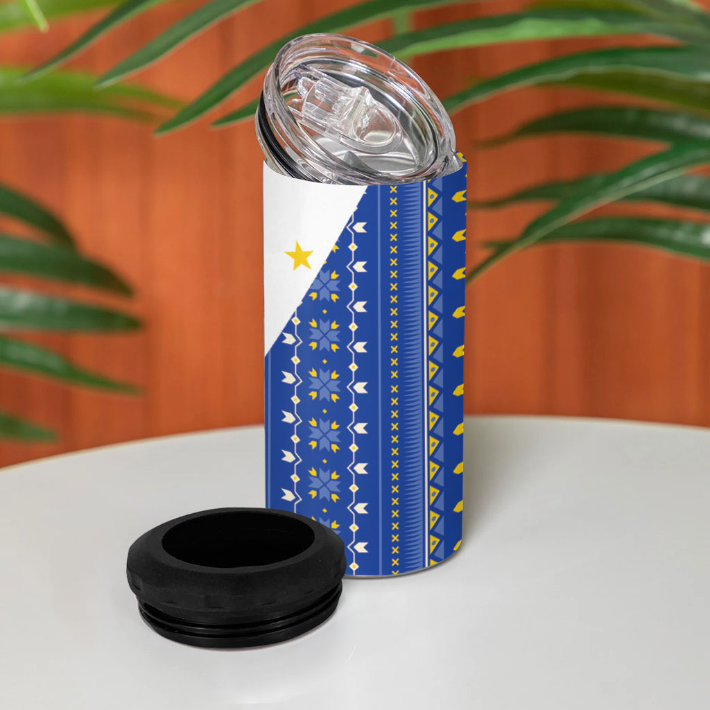 Philippines Sun 4 in 1 Can Cooler Tumbler Igorot Tribal Inspiration