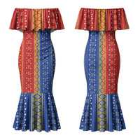 Philippines Sun Couples Matching Mermaid Dress and Hawaiian Shirt Igorot Tribal Inspiration