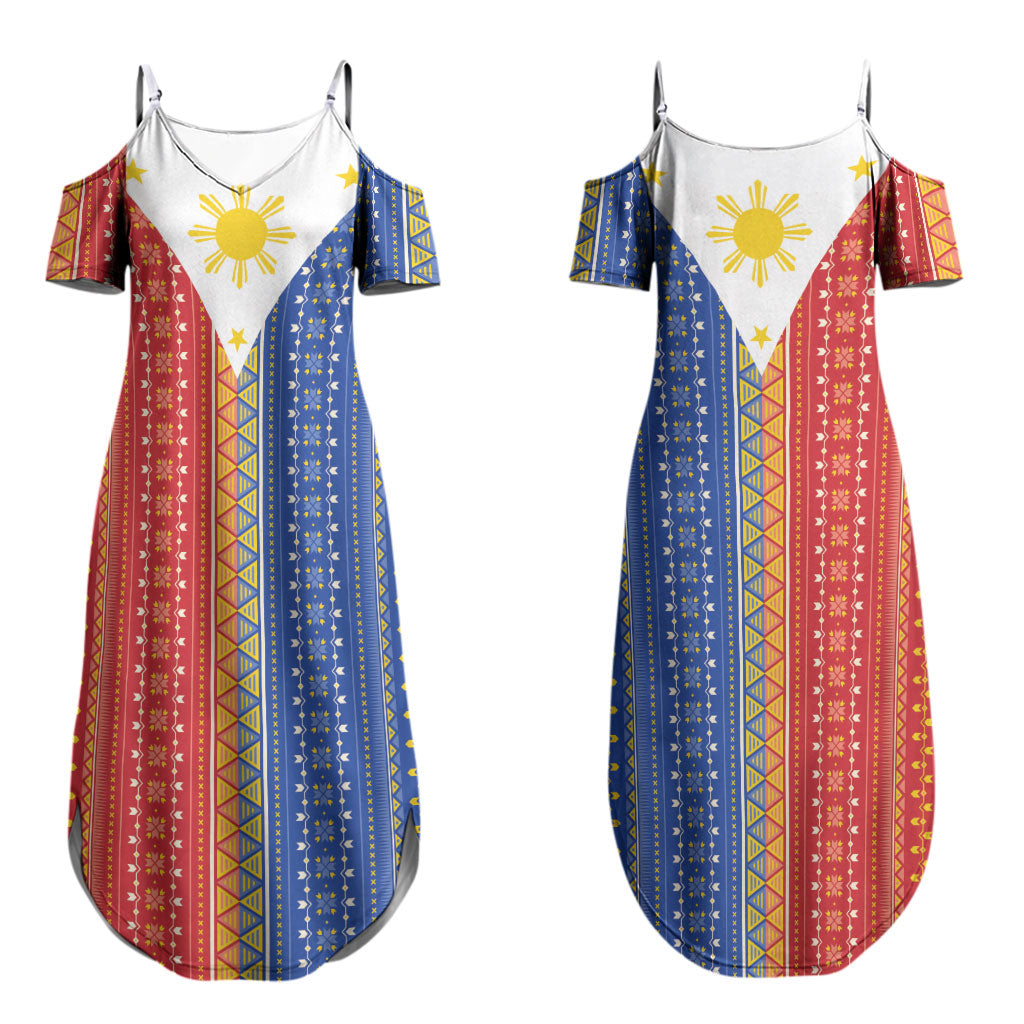 Philippines Sun Couples Matching Summer Maxi Dress and Hawaiian Shirt Igorot Tribal Inspiration