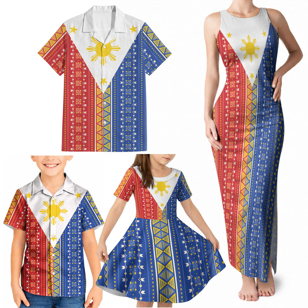 Philippines Sun Family Matching Tank Maxi Dress and Hawaiian Shirt Igorot Tribal Inspiration LT05 - Polynesian Pride