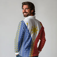 Philippines Sun Long Sleeve Polo Shirt Igorot Tribal Inspiration