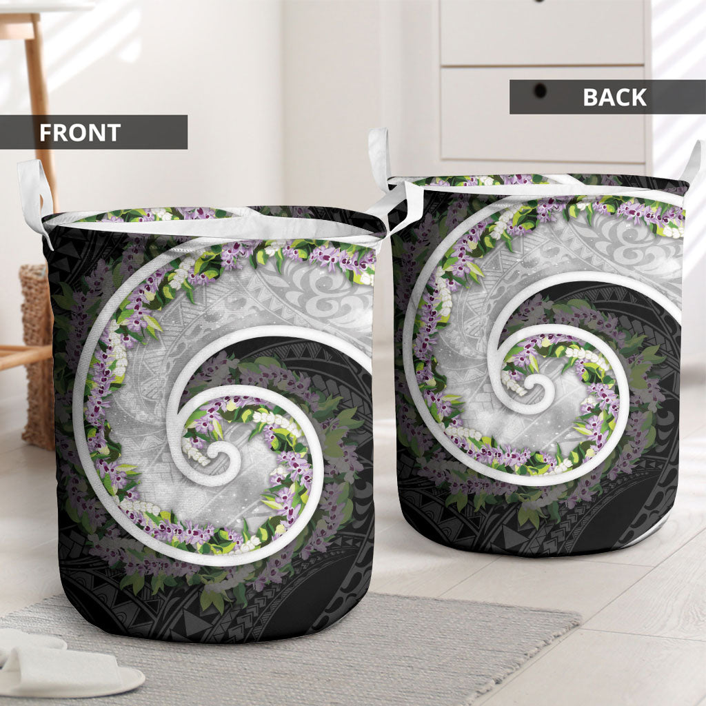 Piko Hawaii Laundry Basket Polynesian Pattern With Maile Pikake Honohono Lei