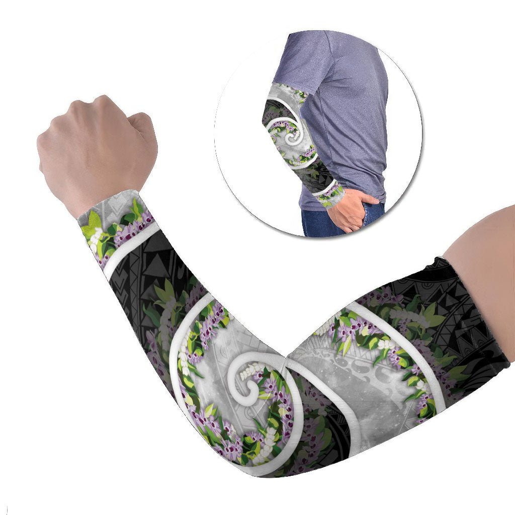 Piko Hawaii Arm Sleeves Polynesian Pattern With Maile Pikake Honohono Lei