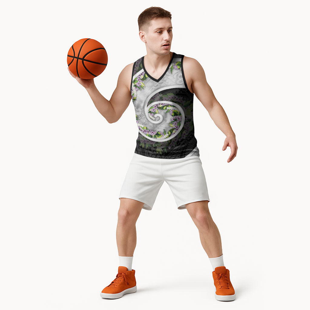 Piko Hawaii Basketball Jersey Polynesian Pattern With Maile Pikake Honohono Lei
